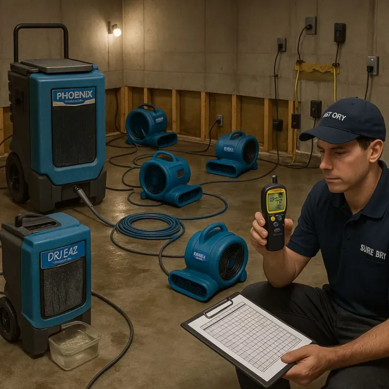 Structural Drying and Dehumidification process in Enochville, NC